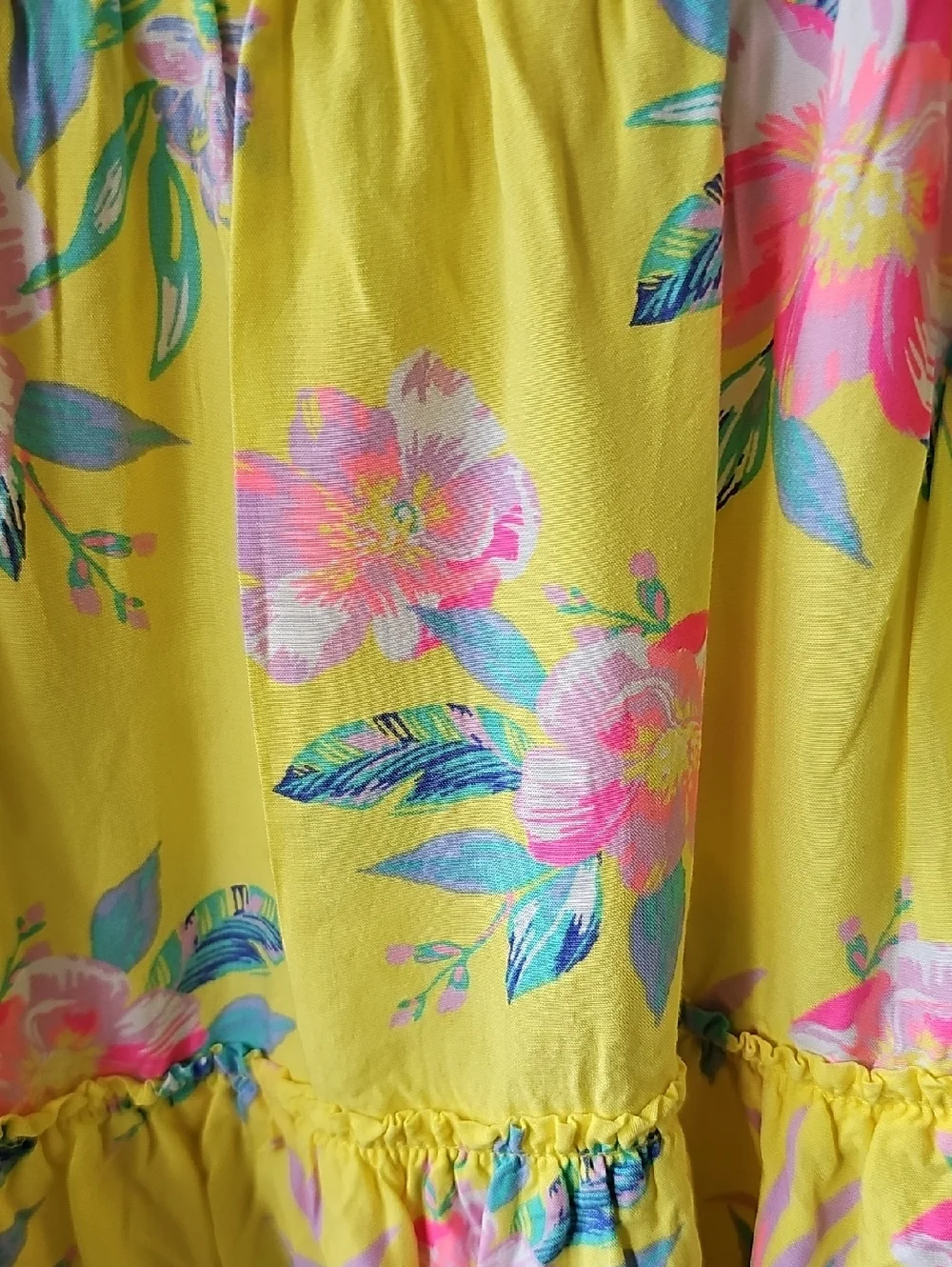 ​OshKosh B'gosh Toddler Girl Yellow Floral Tiered Ruffle Dress Size 5T